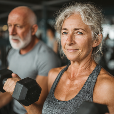 Група літніх людей на йозі